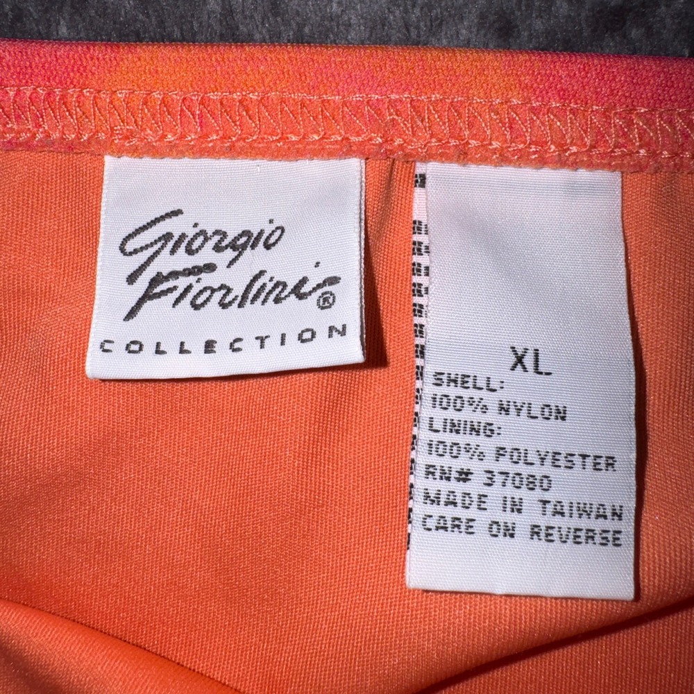 Giorgio Fiorlini Orange Red Tie Dye Mesh Maxi Skirt XL Lettuce Edge Column Skirt - Picture 3 of 10